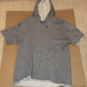 PacSun Oversized Hooded Pullover in Light Gray with Black Label